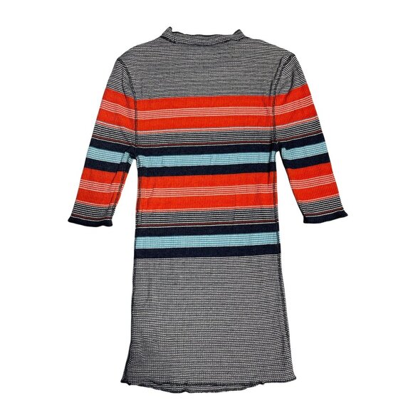 Free People Striped Thermal Top Size XS Navy Combo OB466000 Blue Red - Picture 3 of 8